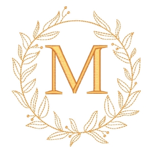 Letra M em Moldura de Ramos