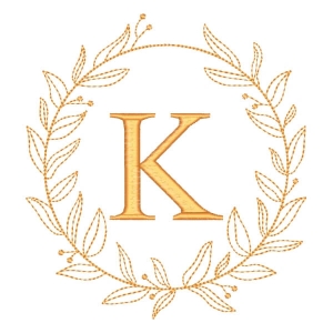 Letra K em Moldura de Ramos
