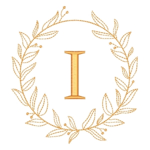 Letra I em Moldura de Ramos