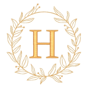 Letra H em Moldura de Ramos