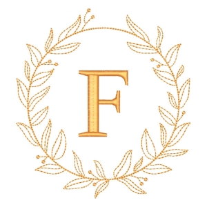 Letra F em Moldura de Ramos