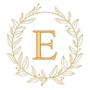 Letra E em Moldura de Ramos