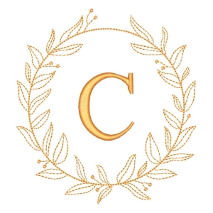 Letra C em Moldura de Ramos