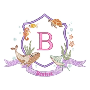 Moldura Fundo do Mar com Nome Letra B