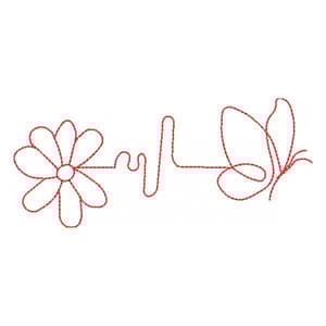 Borboleta e Flor (Redwork)