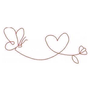 Borboleta e Floral (Redwork)