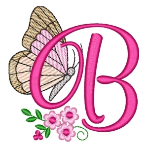 Alfabeto floral com borboleta Letra B