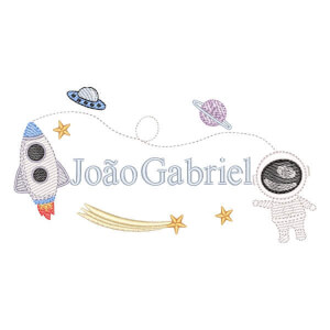 Matriz de bordado Astronauta e Nome (Pontos leves)