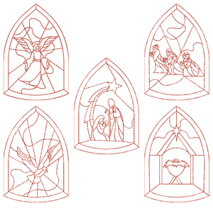 Pacote de Matrizes Vitrais Natalinos (Redwork)
