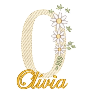 Monograma com Flores e Nome Letra O (Pontos Leves)