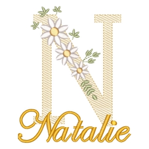 Monograma com Flores e Nome Letra N (Pontos Leves)