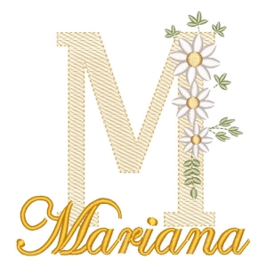 Monograma com Flores e Nome Letra M (Pontos Leves)