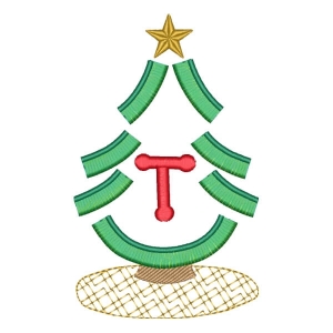 Matriz de bordado Monograma de Pinheiro Letra T (Fringe)
