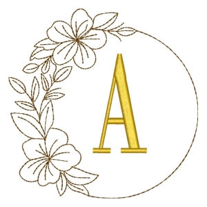 Moldura Floral em Contorno com Inicial