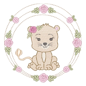 Leoa em Moldura Floral (Pontos Leves)