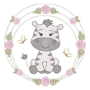 Zebra em Moldura Floral (Pontos Leves)