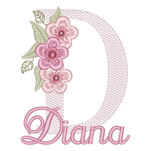 Letra D com Flores e Nome (Pontos Leves)