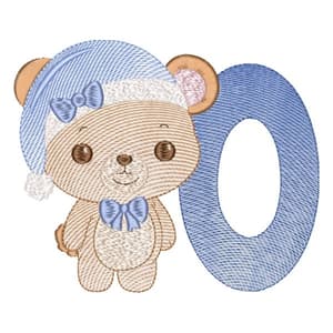 Monograma de Ursinho Letra O (Pontos Leves)