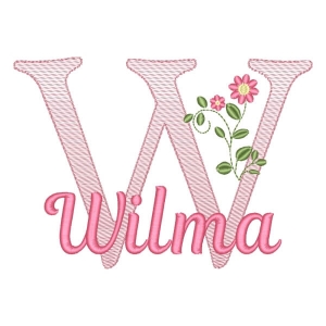 Monograma de Flores com Nome Letra W