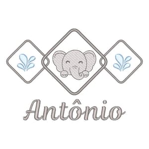 Elefante Fofo na Moldura com Nome