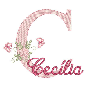 Letra C com Rosas e Nome