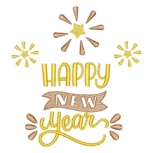 Matriz de bordado Feliz Ano Novo em Inglês