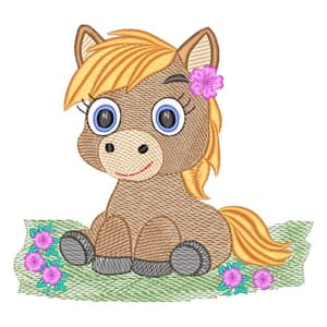 Farm Animal Menina Cavalinha (Pontos Leves) Embroidery Design