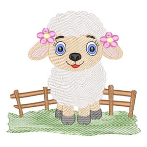 Farm Animal Ovelinha Menina (Pontos Leves) Embroidery Design