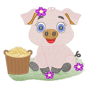 Farm Animal Little Girl Pig (Light Spots) Embroidery Design