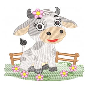 Farm Animal Kitty Girl (Pontos Leves) Embroidery Design