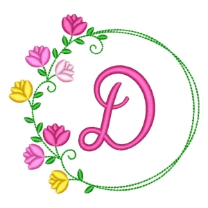  Alfabeto com moldura floral Letra D
