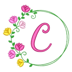  Alfabeto com moldura floral Letra C