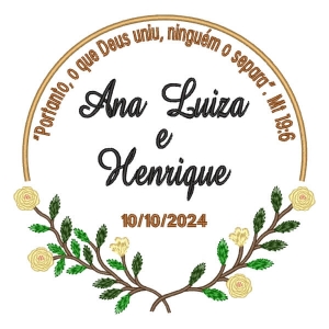 Moldura de casal galho de rosas com nomes e data