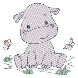 Safari hipopotamo com borboleta