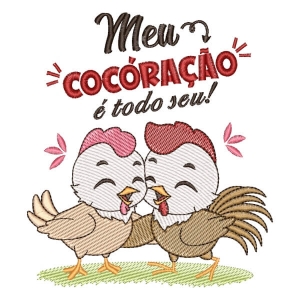 Matriz de bordado Casal de Galinhas (Pontos Leves)