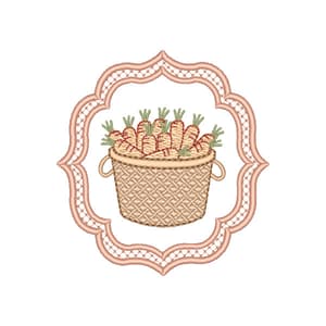 Matriz de bordado Cesto com Cenoura na Moldura