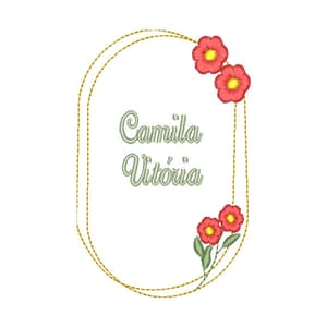 Matriz de bordado Moldura Floral com Nome