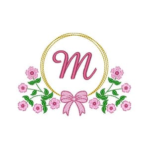 Moldura flores laço com inicial