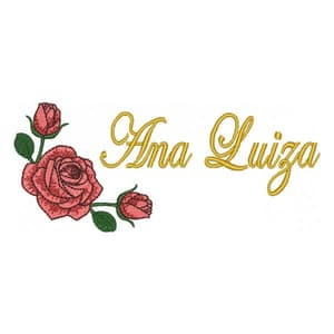 Matriz de bordado Arranjo de Rosas com nome