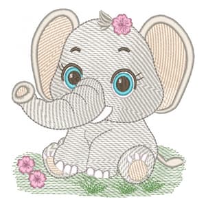 Elephant Safari Girl (Light Points) Embroidery Design