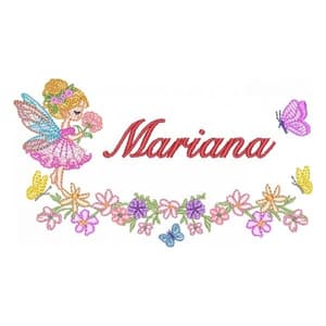 Matriz de bordado Fadinha Floral com Nome