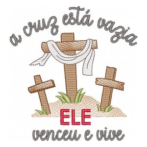 Matriz de bordado Páscoa Cruz Jesus Ressuscitou (Pontos Leves)