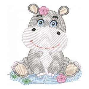 Safari Girl Hippopotamus (Light Spots) Embroidery Design