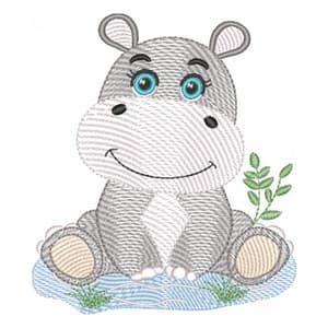Hippopotamus Boy Safari (Light Spots) Embroidery Design