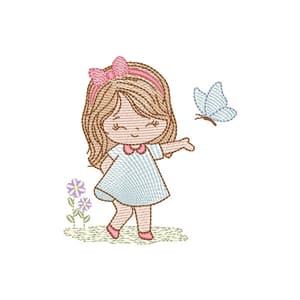 Matriz de bordado Menina com Borboleta