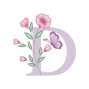 Alfabeto com Floral Letra D (Pontos Leves)