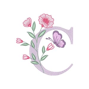Alfabeto com Floral Letra C (Pontos Leves)