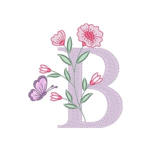 Alfabeto com Floral Letra B (Pontos Leves)