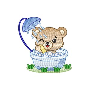 Ursinho hora do banho em banheira e ducha (pontos leves)