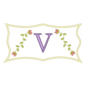 Letter Tulip Frame Embroidery Design